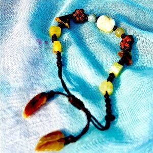 70s Macrame Etched Jade Bracelet